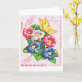 Vintage Geburtskarte Karte (Gelbe Blume)