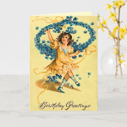 Vintage Geburtskarte Karte (Gelbe Blume)