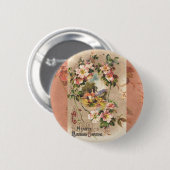 Vintage Geburtstags-Blumen-Landhaus im viktorianis Button (Vorne & Hinten)