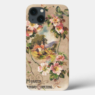Vintage Geburtstags-Blumen-Landhaus im viktorianis Case-Mate iPhone Hülle