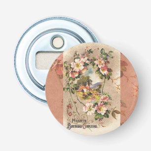 Vintage Geburtstags-Blumen-Landhaus im viktorianis Flaschenöffner