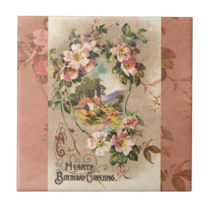 Vintage Geburtstags-Blumen-Landhaus im viktorianis Fliese