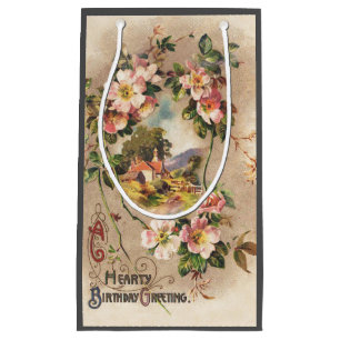 Vintage Geburtstags-Blumen-Landhaus im viktorianis Kleine Geschenktüte