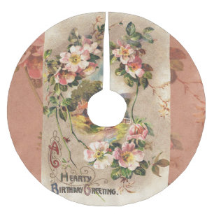 Vintage Geburtstags-Blumen-Landhaus im viktorianis Polyester Weihnachtsbaumdecke