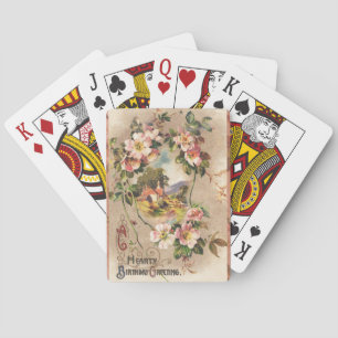 Vintage Geburtstags-Blumen-Landhaus im viktorianis Spielkarten