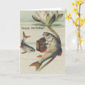 Vintage Geburtstags-Fische Karte (Gelbe Blume)