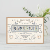 Vintage Geburtstags-Grill-Einladungen Einladung (Stehend Vorderseite)