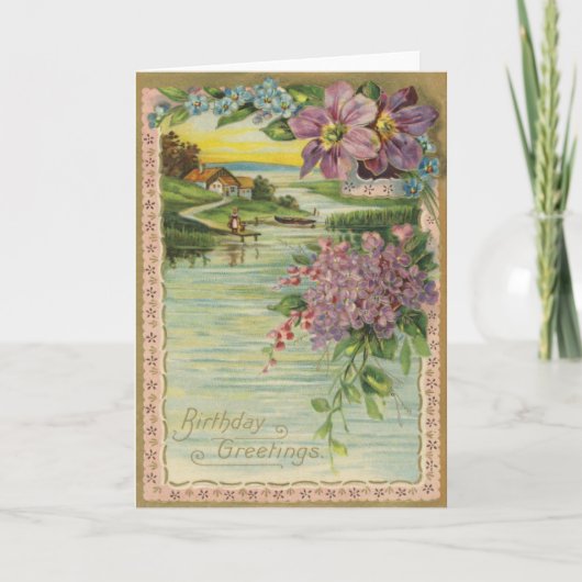 Vintage Geburtstags-Karte Karte (Vorderseite)