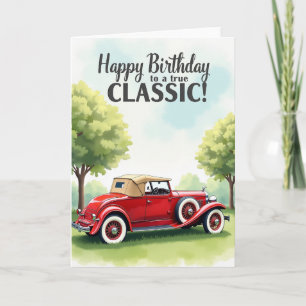 Vintage-Geburtstags-Karte mit rotem Auto Karte