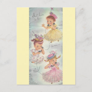 Vintage Geburtstags Klatsch Mädchen Postkarte