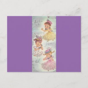 Vintage Geburtstags Klatsch Mädchen Postkarte