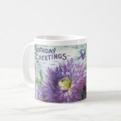 Vintage Geburtstags-Schale mit Blumen Kaffeetasse (Vorderseite Links)