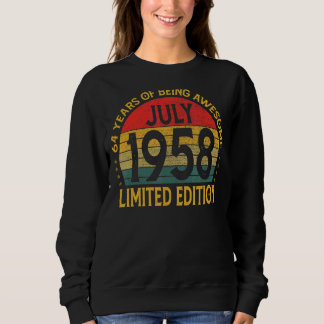 Vintage Geburtstagsdekoration Juli 1958 Sweatshirt