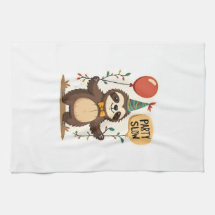 Vintage-Geburtstagsfaultier Retro-Partytier-Design Geschirrtuch
