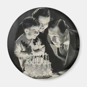 Vintage-Geburtstagsfeier für Papa mit Kuchen Magnet