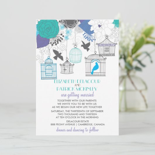 Vintage Geburtstagsfeiern Frühlingsblütenhochzeit Einladung (Stehend Vorderseite)