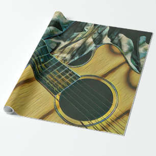 Vintage Geburtstagsgeschenk für Gitarre Geschenkpapier