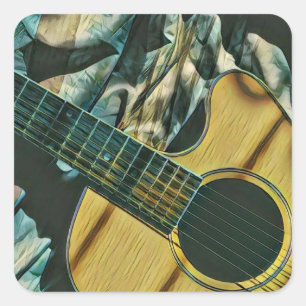 Vintage Geburtstagsgeschenk für Gitarre Quadratischer Aufkleber