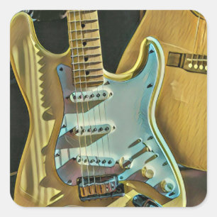 Vintage Geburtstagsgeschenk für Gitarre Quadratischer Aufkleber