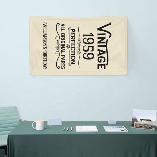 Vintage Geburtstagsgeschenke schwarz Banner (Messeveranstaltung)