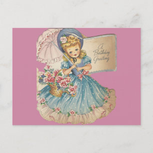 Vintage-Geburtstagsgruß für Mädchen Postkarte