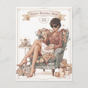 Vintage-Geburtstagsgruß für Mama mit individuellem Postkarte