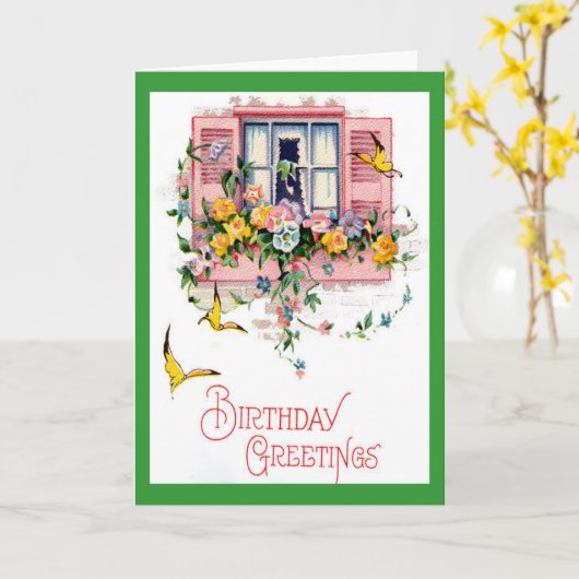 Vintage Geburtstagsgrüße Karte (Gelbe Blume)