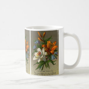 Vintage Geburtstagsgrüße mit Lilienblumen Kaffeetasse
