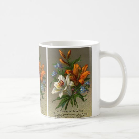 Vintage Geburtstagsgrüße mit Lily-Blume Kaffeetasse (Rechts)