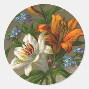 Vintage Geburtstagsgrüße mit Lily-Blume Runder Aufkleber