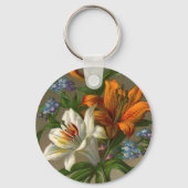 Vintage Geburtstagsgrüße mit Lily-Blume Schlüsselanhänger (Rückseite)