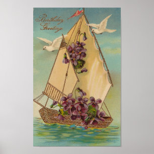 Vintage Geburtstagsgrüße Poster