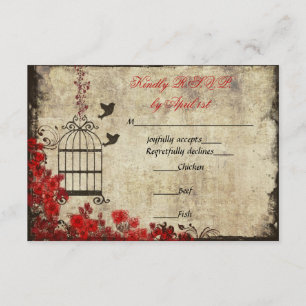 Vintage Geburtstagshochzeit RSVP Red Karte