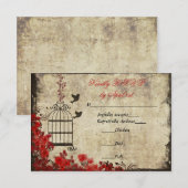 Vintage Geburtstagshochzeit RSVP Red Karte (Vorne/Hinten)