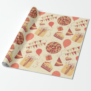 Vintage-Geburtstagsikonen in warmer Retro-Palette Geschenkpapier