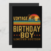 Vintage Geburtstagsjunge limitierte Auflage Einladung (Vorne/Hinten)