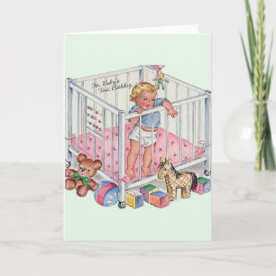 Vintage Geburtstagskarte des Babys Karte