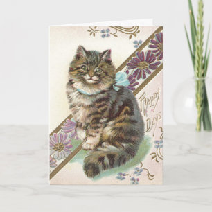 Vintage-Geburtstagskarte für Katzen Karte