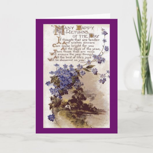 Vintage Geburtstagskarte. Karte (Vorderseite)