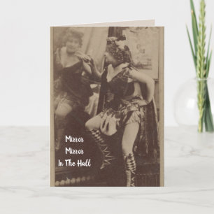 Vintage-Geburtstagskarte mit Dame im Spiegel Karte