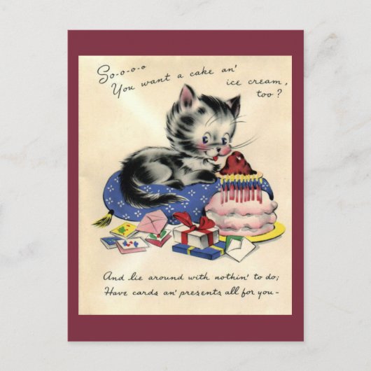 Vintage Geburtstagskarte Postkarte (Vorderseite)