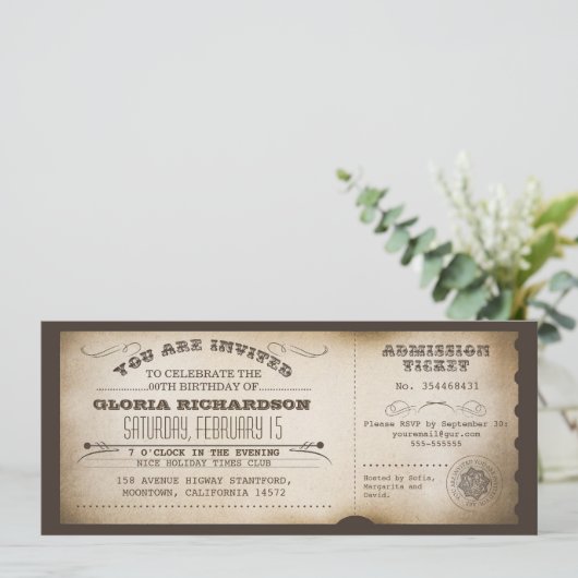 Vintage Geburtstagskarten Einladung (Stehend Vorderseite)