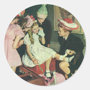 Vintage Geburtstagsparty, Button den Schwanz auf d Runder Aufkleber