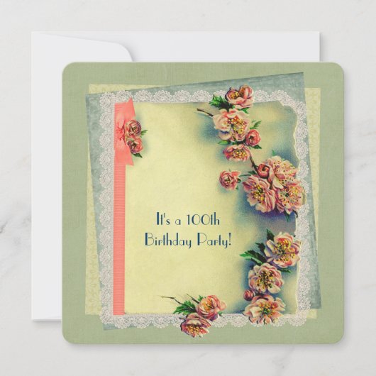 Vintage Geburtstagsparty Einladung (Vorderseite)