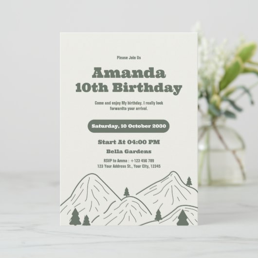 Vintage Geburtstagsparty Einladung (Stehend Vorderseite)