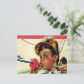 Vintage Geburtstagsparty, Girl mit Noise Maker Einladung (Stehend Vorderseite)