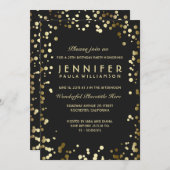 Vintage Geburtstagsparty in Gold und Black Confett Einladung (Vorne/Hinten)