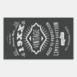 Vintage Geburtstagsparty mit Vollendung Rechteckiger Aufkleber