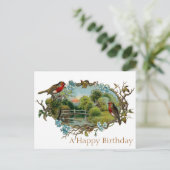 Vintage Geburtstagsrobe und Vergessenmernots Postkarte (Stehend Vorderseite)