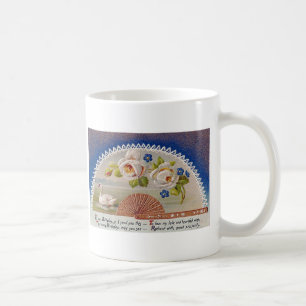 Vintage Geburtstagsschwan Blau Postkarte Kaffeetasse